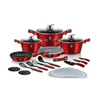 - Batterie de cuisine 22 pcs avec poignée amovible, Metallic Line Burgundy Edition