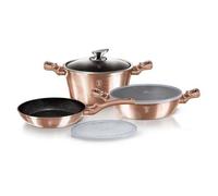Berlinger Haus, Batterie de Cuisine de 6 Pièces, Collection Rose Gold, revêtement en marbre antiadhésif à 3 couches, Poignée de touche souple ergonomique, Pour tous feux
