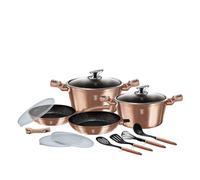 Berlinger Haus, Batterie de Cuisine de 13 Pièces, Collection Rose Gold, revêtement en marbre antiadhésif à 3 couches, Poignée de touche souple ergonomique, Pour tous feux