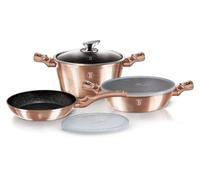 Berlinger Haus, Batterie de Cuisine de 6 Pièces, Collection Rose Gold, revêtement en marbre antiadhésif à 3 couches, Poignée de touche souple ergonomique, Pour tous feux
