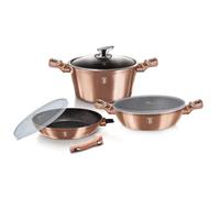 Berlinger Haus, Batterie de Cuisine de 6 Pièces, Collection Rose Gold, revêtement en marbre antiadhésif à 3 couches, Poignée de touche souple ergonomique, Pour tous feux