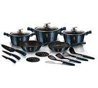 Batterie de Cuisine à Induction 17 Pièces Aluminium Antiadhésif sans PFOA Berlinger Haus Aquamarine Bleu marine 411243