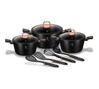 Batterie de Cuisine à Induction 10 Pièces Aluminium Antiadhésif sans PFOA Berlinger Haus Black Rose Noir 07765