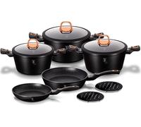 Berlinger Haus Black Rose Set de 10 casseroles à induction en aluminium anti-adhésif 3 casseroles 3 poêles à frire Noir