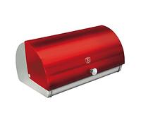 Berlinger Haus Burgundy Boîte à Pain, Couvercle Coulissant, Récipient de Rangement pour Garder le Pain et les Petits Pains, Acier Inoxydable, Design Moderne Metallic Line, Bread Box, Inox / Rouge