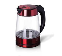 Berlinger Haus, Bouilloire en verre électrique, Collection Burgundy, Base rotative à 360 °, Protection sèche bouillante, s'éteint automatiquement, Lumière LED bleue, 1,7 L
