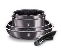 Berlinger Haus Carbon Pro Batterie de Cuisine 9 Pièces Induction, Poignée Amovible Interchangeable, Antiadhésif sans PFOA, Ensemble de Casseroles et Poêles, Couvercles en Verre + Hermétique