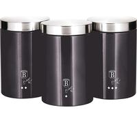 Berlinger Haus Carbon Pro Lot de 3 boîtes à provisions de cuisine en acier inoxydable robuste, Ø11 x 17,8cm Design moderne gris foncé / acier inoxydable