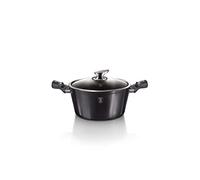 Berlinger Haus, Casserole avec couvercle, 24 cm, Collection Carbon Pro, revêtement en marbre antiadhésif à 3 couches, Poignée de touche souple ergo, Convient à tous types de plaques de cuisson