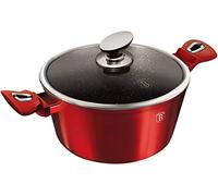 Berlinger Haus, Casserole avec couvercle, 30 cm, Poignée de touche souple ergonomique, Collection Burgundy, revêtement en marbre antiadhésif à 3 couches, Convient à tous types de plaques de cuisson