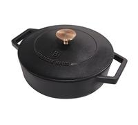Berlinger Haus, Cocotte peu profonde, 26 cm, fonte, Collection Blak Rose, Rétention de chaleur plus longue, conserve uniformément la chaleur, Idéal pour l'utilisation du four à table