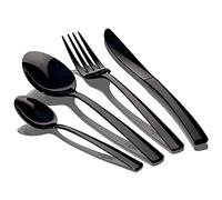 Berlinger Haus Deep Black Ménagère Noir 24-Piece Acier Inoxydable, Set de Couverts de Table 6 Personnes, Household, Camping, Hotels, Finition Polie Brillante, Cutlery Set Modern Elegant Design