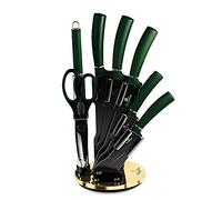 Berlinger Haus Ensemble de 8 couteaux de cuisine avec bloc, couteaux de cuisine avec ciseaux de cuisine et aiguiseur, ensemble de couteaux de chef tranchants en acier inoxydable avec support