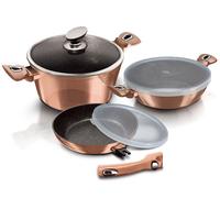 Berlinger Haus, Batterie de Cuisine de 6 Pièces, Collection Rose Gold, revêtement en marbre antiadhésif à 3 couches, Poignée de touche souple ergonomique, Pour tous feux
