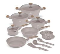 Berlinger Haus Ensemble de vaisselle 15 pièces avec revêtement en titane, couleur taupe, collection Nordic - Durable, antiadhésif, design moderne, batterie de cuisine idéale pour votre cuisine