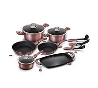 Berlinger Haus I-Rose Batterie de Cuisine à Induction 12 Pièces Antiadhésive Titane sans PFOA, Aluminium, 3 Casseroles 3 Couvercles 2 Poêles, Plaque à Griller 3 Ustensiles de Cuisine, Design Moderne