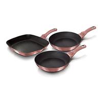 Berlinger Haus I-Rose Lot de 2 Poêles et Grill à Induction 20 - 24 - 28 cm Aluminium Forgé, Anti-Adhésif Écologique Titane sans PFOA, Design Moderne, pour Toutes les Cuisines, Vitrocéramique, Gaz