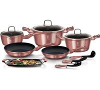Berlinger Haus I-Rose Set de 12 casseroles à induction en aluminium anti-adhésif Grill Rosa