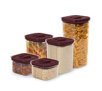 Berlinger Haus Leonardo Collection Leonardo Lot de 5 + 5 boîtes de conservation hermétiques pour la farine, le sucre et les céréales Bordeaux