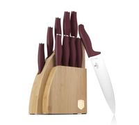 Berlinger Haus Leonardo Collection Lot de 10 couteaux en acier trempé 3cr13 avec support en bambou Bordeaux mat