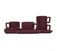 Berlinger Haus Leonardo Collection Lot de 4 + 4 tasses à expresso, bordeaux mat, de qualité supérieure, élégantes et faciles d'entretien