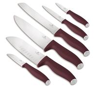Berlinger Haus Leonardo Collection Lot de 6 couteaux en acier trempé 3cr13 avec boîte cadeau magnétique Bordeaux mat
