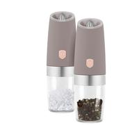 Berlinger Haus Lot de 2 moulins à sel et à poivre - Mécanisme électrique de gravité - Collection taupe - Moulins à épices pour sel et poivre
