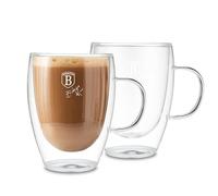 Berlinger Haus Lot de 2 verres à cappuccino à double paroi en verre borosilicate résistant à la chaleur Poignées pratiques Design élégant 300 ml