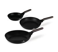 Berlinger Haus Lot de 3 poêles antiadhésives en aluminium forgé, TitanPro, induction, manche ergonomique, noir/rose, collection Black Rose