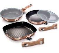 Berlinger Haus lot de 3 poeles en granit avec manche amovible 5 éléments Metallic Line Rose Gold BH7038