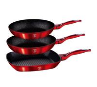 Berlinger Haus lot de 3 poeles en granit Red Metallic Line 8694