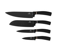 Berlinger Haus Lot de 4 couteaux avec revêtement antiadhésif Black Rose Collection - Élégant et de qualité supérieure