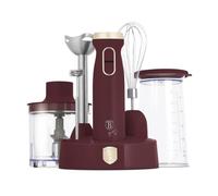 Berlinger Haus Mixeur plongeant 6 en 1, 800 W, contrôle de vitesse variable, lame en titane, accessoires inclus (verre doseur, hachoir, mousseur, fouetteur), couleur bordeaux mat