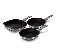 Berlinger Haus Moonlight Lot de 2 Poêles et Grill à Induction 20-24-28 cm en Aluminium Forgé, Anti-Adhésif Écologique Titane sans PFOA, Design Moderne, pour Toutes les Cuisines, Vitrocéramique, Gaz
