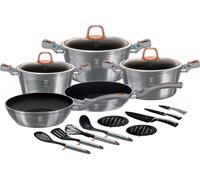 Berlinger Haus Moonlight Set de 17 casseroles à induction en aluminium anti-adhésif 3 casseroles 2 poêles à frire Gris