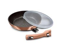 Berlinger Haus, Poele, 28 cm, avec poignée détachable, Collection Rose Gold, en alu forgé, revêtement en marbre antiadhésif à 3 couches, Convient à tous types de plaques de cuisson