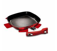 Berlinger Haus, Poele à Griller 28 cm, Collection Burgundy, en aluminium forgé, antiadhésif à 3 couches, Poignée ergonomique et détachable, Convient à tous les types de plaques de cuisson