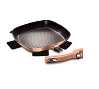 Berlinger Haus, Poele à Griller 28 cm, Collection Rose Gold, en aluminium forgé, antiadhésif à 3 couches, Poignée ergonomique et détachable, Convient à tous les types de plaques de cuisson