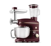 Berlinger Haus Robot de cuisine - 1500 W - Bol en acier inoxydable de 5,5 l - Hachoir à viande avec plateau et remplisseur à saucisse - 3 accessoires pour pâtes - Bol mélangeur en verre de 1,5 l avec