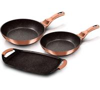 Berlinger Haus Rose Gold Set de poêles à frire 22 - 26cm, plaque de gril, induction aluminium revêtement anti-adhésif or rose