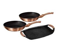 BERLINGER HAUS Set de 2 poêles à frire + 1 plancha, Collection Rose gold