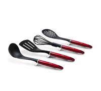 Berlinger Haus, Set de 4 Pièces Ustensiles de Cuisine, Collection Burgundy, Surface anti adhésive, Avec un support en bois élégant, Conception ergonomique
