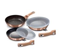 Berlinger Haus, Set de 5 Pièces, avec poignée détachable, Collection Rose Gold, en alu forgé, revêtement en marbre antiadhésif à 3 couches, Convient à tous types de plaques de cuisson