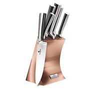 Berlinger Haus, Set de Couteaux de Cuisine Haut de Gamme, Design élégant, 6 Pièces avec support, couleur rose gold, en acier inoxydable, Collection Rose Gold