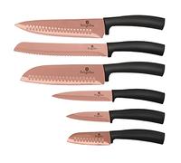 Berlinger Haus, Set de Couteaux de Cuisine Haut de Gamme, Design élégant, 6 Pièces, couleur black- rose gold, en acier inoxydable avec revêtement antiadhésif Titan, Collection Black Rose