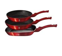 BERLINGER HAUS Set de poêles à frire 3 pcs, Ligne Edition Rouge Bourgogne