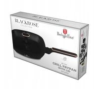 Berlinger Haus TitanPro Poêle à griller 28 x 28 cm anti-adhésive avec poignée Soft Touch et couvercle en verre pour induction Black Rose Collection