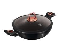 Berlinger Haus, Wok + couvercle, 30 cm, Collection Black Rose, 2 poignées latérales, Convient à tous les types de plaques de cuisson, sans PFOA, plomb, cadmium, Facile à nettoyer