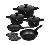 BerlingerHaus 10 Piece Titanium Cookware Set Matte Black Collection NEW2024