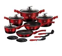 BerlingerHaus Batterie de cuisine 15 pièces, Collection Metallic Line Black Burgundy - 5999056781658
